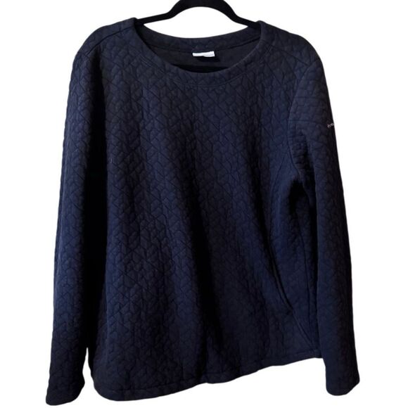 Columbia- Women’s Crew Neck Black Quilted Sweatshirt w Pockets Long Sleeve,  XL - Picture 1 of 8